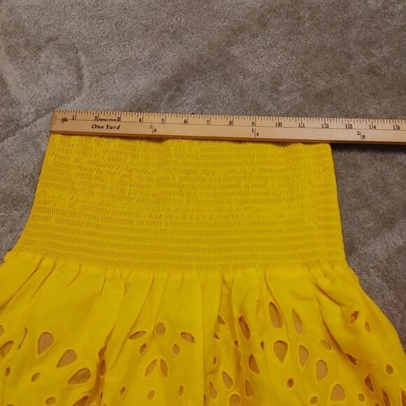 Thakoon Smocked Eyelet Mini Skirt Yellow Size 2 Cute Summer Preppy Happy NWT - Picture 3 of 9